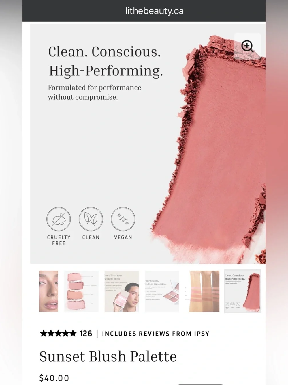 NWT Lithe Sunset Blush Quad Palette